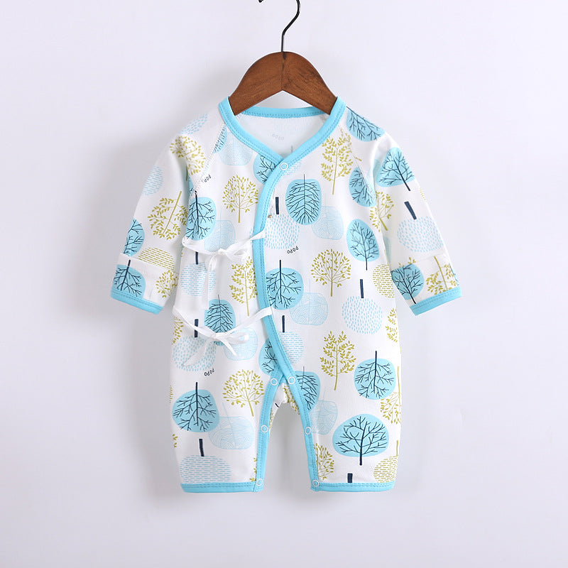 Adorable Baby Cotton Long-Sleeved Lace-Up Butterfly Jumpsuit