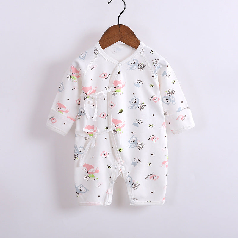 Adorable Baby Cotton Long-Sleeved Lace-Up Butterfly Jumpsuit