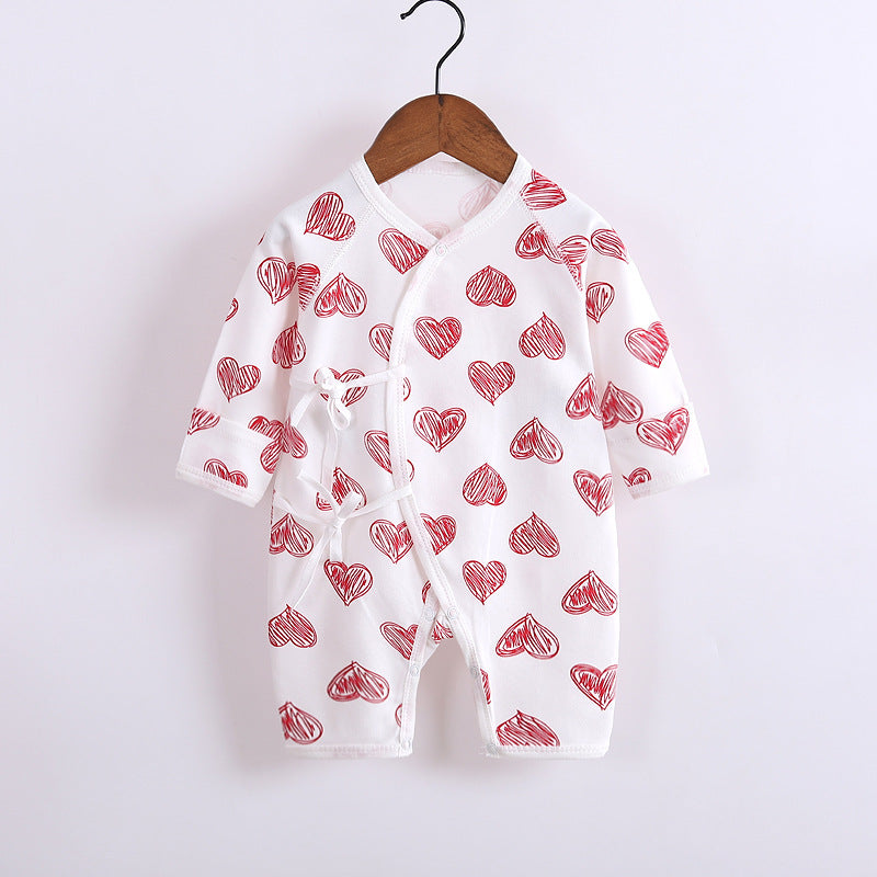 Adorable Baby Cotton Long-Sleeved Lace-Up Butterfly Jumpsuit