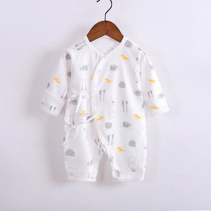 Adorable Baby Cotton Long-Sleeved Lace-Up Butterfly Jumpsuit