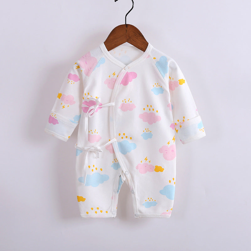 Adorable Baby Cotton Long-Sleeved Lace-Up Butterfly Jumpsuit