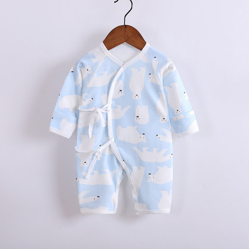 Adorable Baby Cotton Long-Sleeved Lace-Up Butterfly Jumpsuit