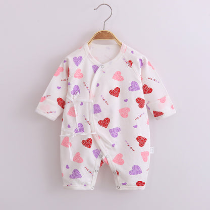 Adorable Baby Cotton Long-Sleeved Lace-Up Butterfly Jumpsuit