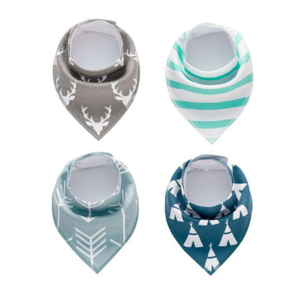 4pcs Printed Baby Bibs and Burp Cloth Set: Adorable and Absorbent Essentials