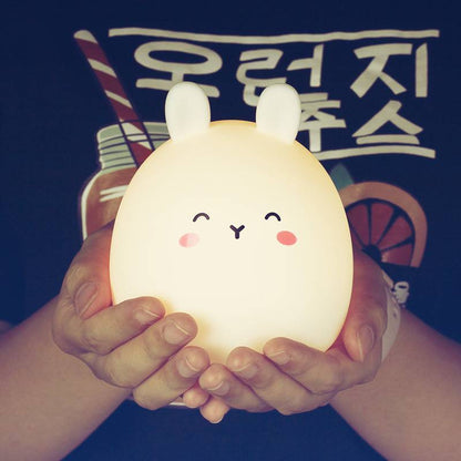 Rechargeable Silicone Cute Rabbit Night Light: Soft Glow for Sweet Dreams