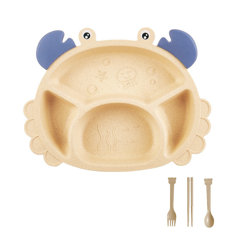 Make Mealtime Fun: Children's Crab Cutlery 6-piece Set - Creative Shaped Dining Plate for Home