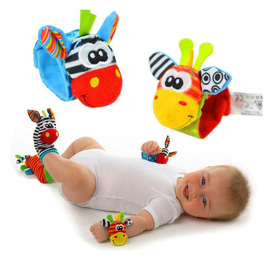 Adorable Baby Cartoon Bell Wrist Strap and Socks Set