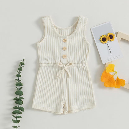 Irresistible Infant Baby Girl Ribbed Sunken Stripe Jumpsuit: Stylish Comfort for Your Little One!