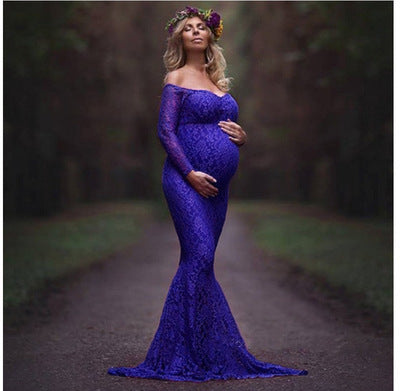 Chic Long Sleeve Off Shoulder Maternity Dress for Elegant Moms-to-Be