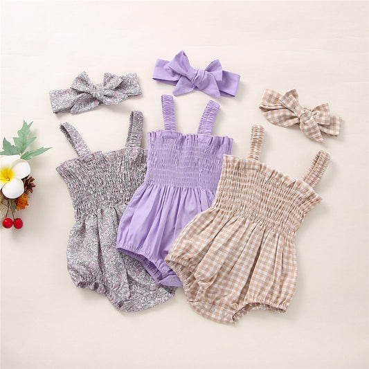 Adorable Infant Baby Girls' 2-Piece Summer Outfits: Sleeveless Frill Smock Set