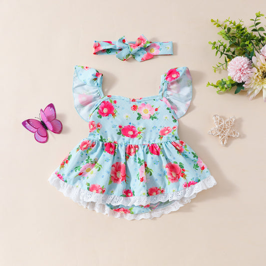 Adorable Baby Floral Ruffled Rompers - Stylish and Comfortable Infant Wear