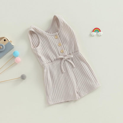 Irresistible Infant Baby Girl Ribbed Sunken Stripe Jumpsuit: Stylish Comfort for Your Little One!