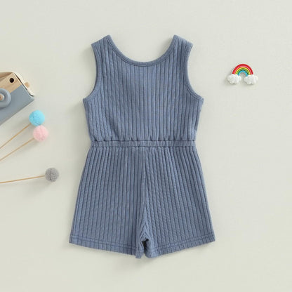 Irresistible Infant Baby Girl Ribbed Sunken Stripe Jumpsuit: Stylish Comfort for Your Little One!