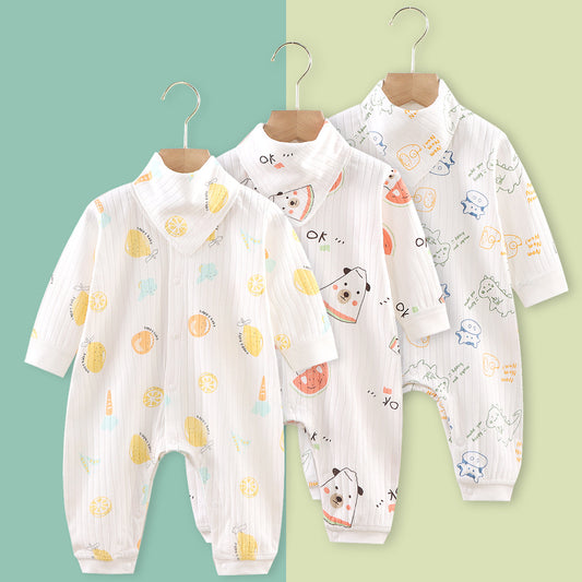 Printed Double-layer Cotton Baby Long-sleeved Romper - Soft & Cozy