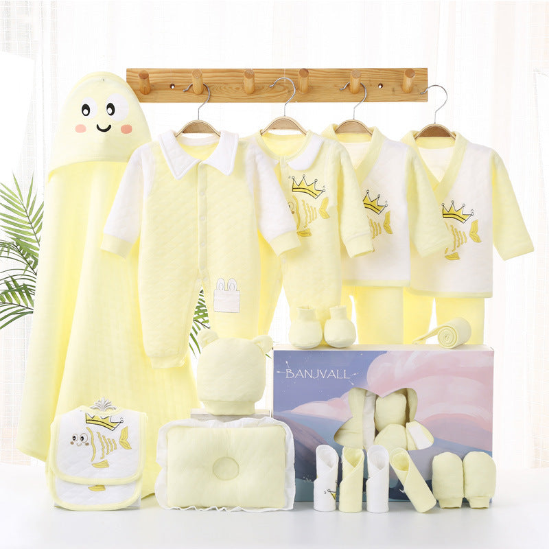 Newborn Autumn Winter Cartoon Printed Cotton Clothes Gift Set