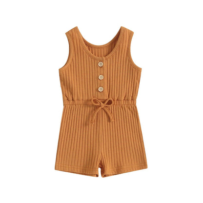 Irresistible Infant Baby Girl Ribbed Sunken Stripe Jumpsuit: Stylish Comfort for Your Little One!