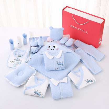 Newborn Autumn Winter Cartoon Printed Cotton Clothes Gift Set